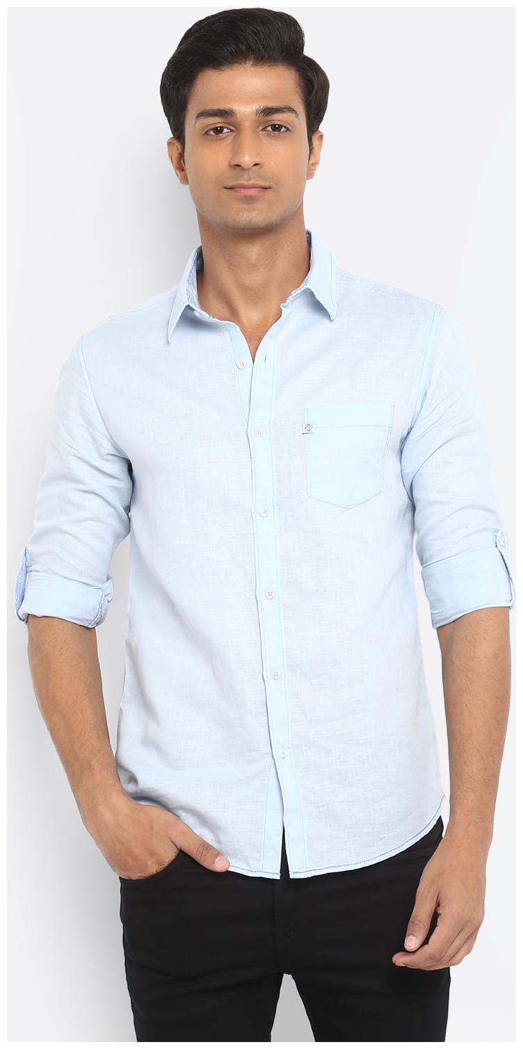 

Mufti Men Blue Solid Slim Fit Casual Shirt