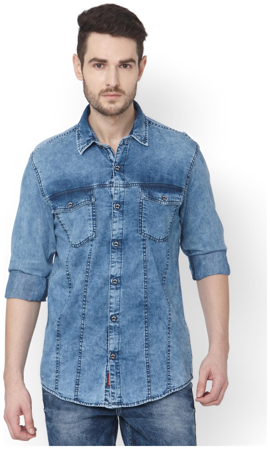

Mufti Men Blue Solid Slim Fit Casual Shirt