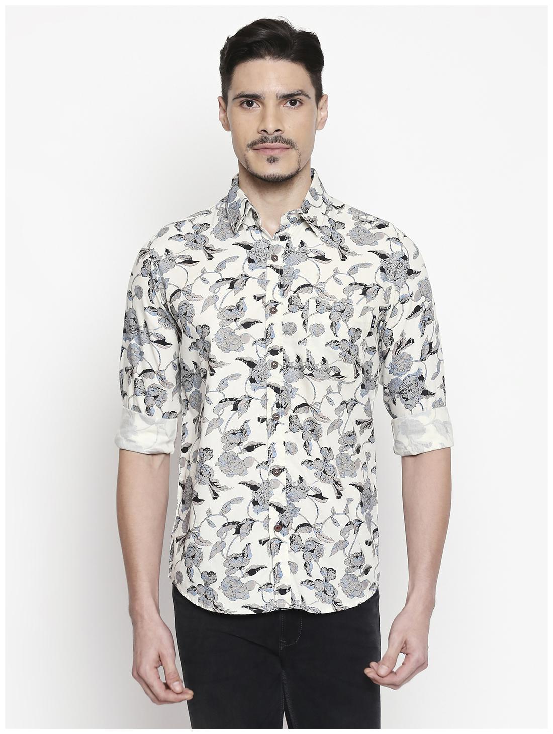 

Mufti Men White Floral Slim Fit Casual Shirt