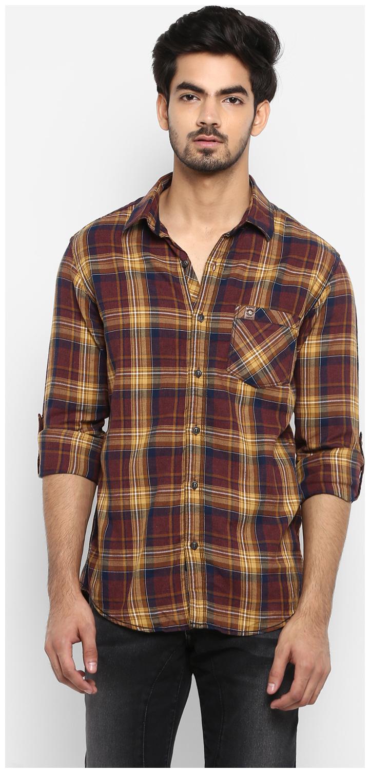 

Mufti Men Brown Checked Slim Fit Casual Shirt