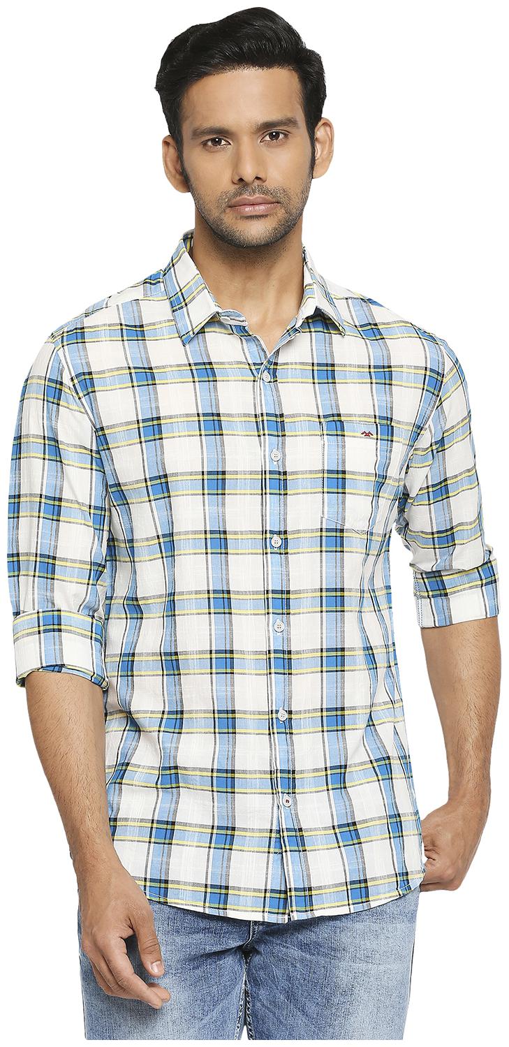 

Mufti Men White Checked Slim Fit Casual Shirt