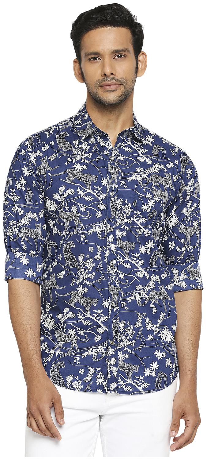 

Mufti Men Blue Floral Slim Fit Casual Shirt