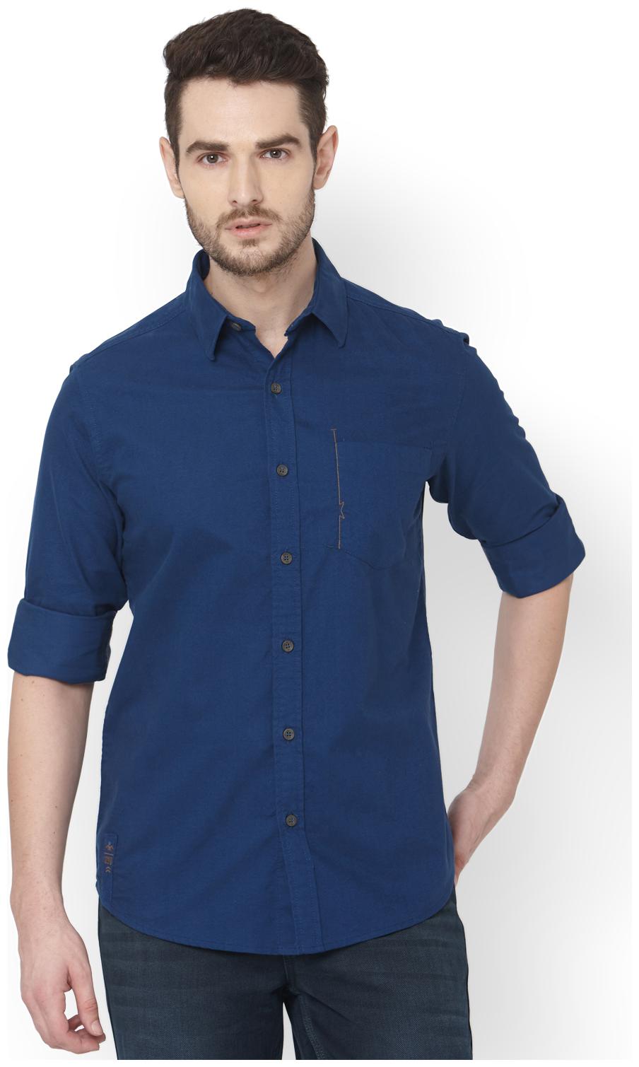 

Mufti Men Blue Solid Slim Fit Casual Shirt