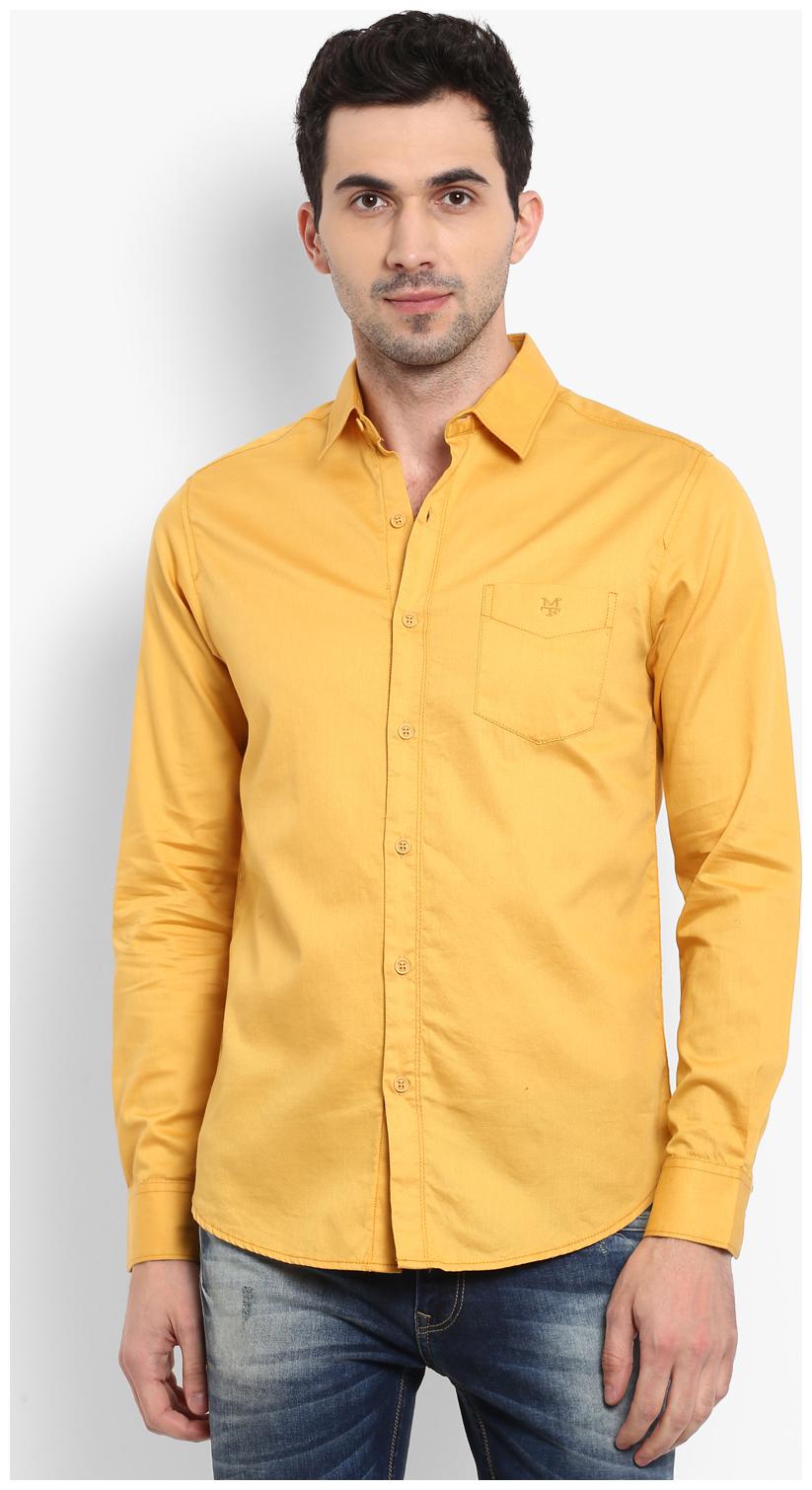

Mufti Men Yellow Solid Slim Fit Casual Shirt