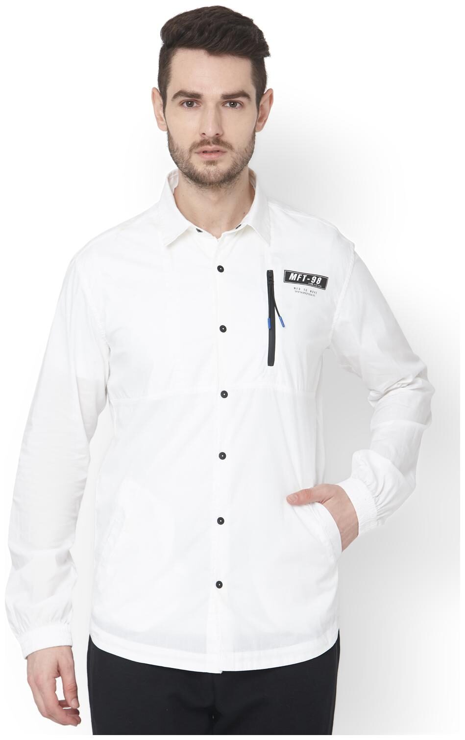 

Mufti Men White Solid Slim Fit Casual Shirt