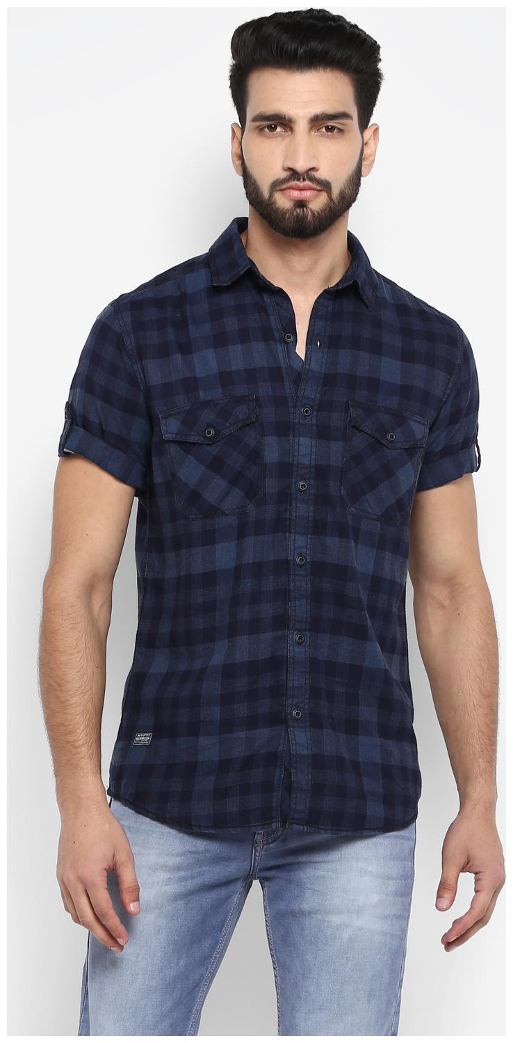 

Mufti Men Blue Checked Slim Fit Casual Shirt