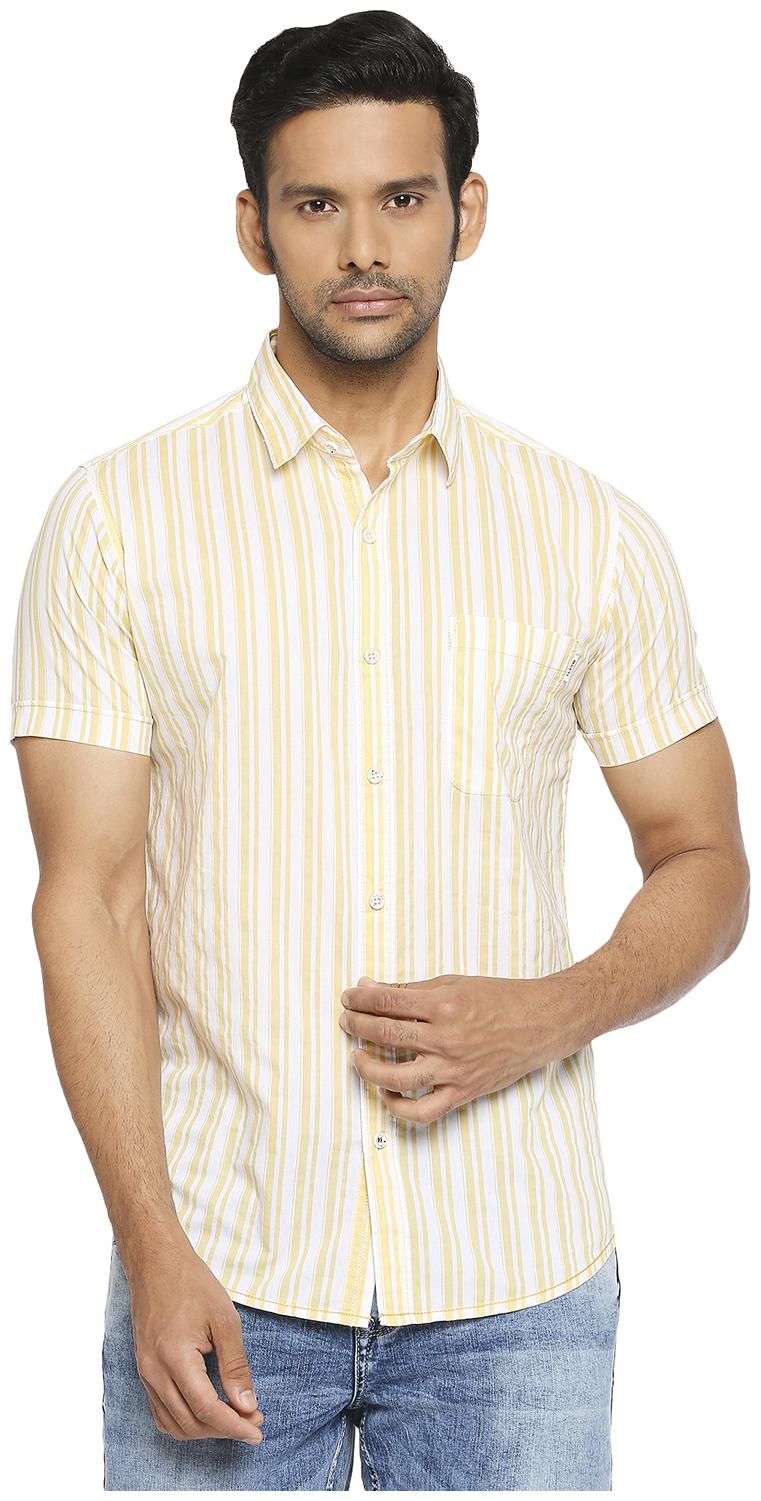 

Mufti Men Yellow Vertical Stripes Slim Fit Casual Shirt