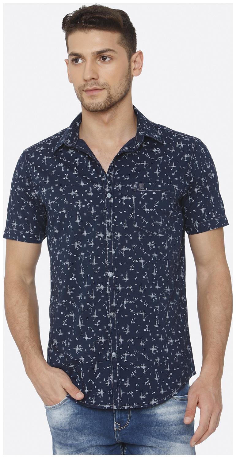 

Mufti Men Blue Printed Slim Fit Casual Shirt