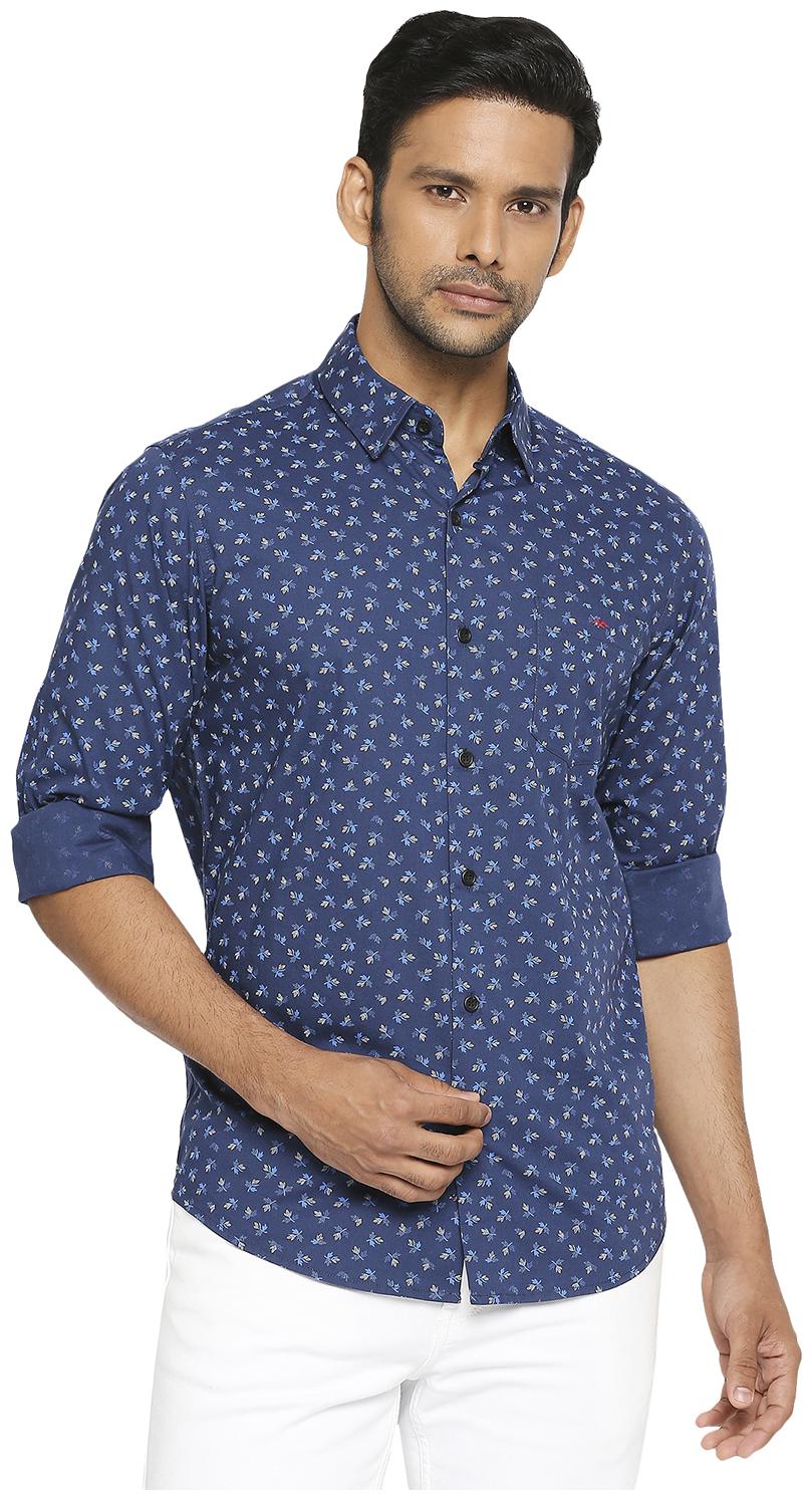 

Mufti Men Navy Blue Floral Slim Fit Casual Shirt