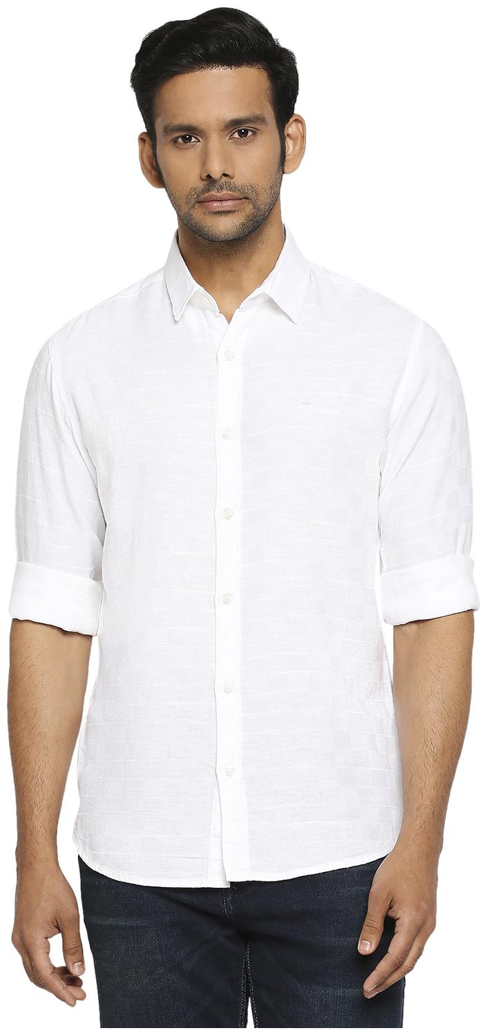 

Mufti Men White Solid Slim Fit Casual Shirt