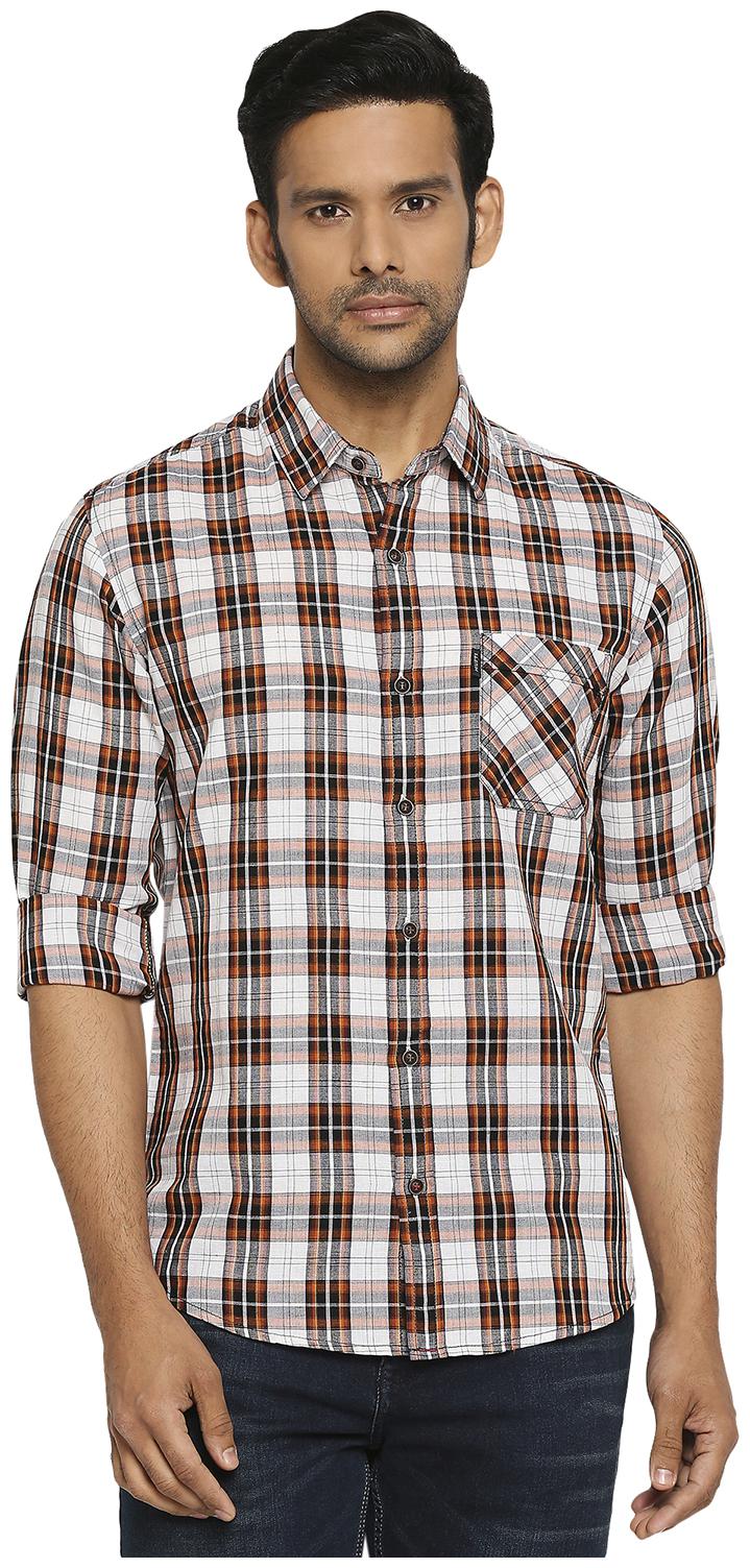 

Mufti Men White Checked Slim Fit Casual Shirt