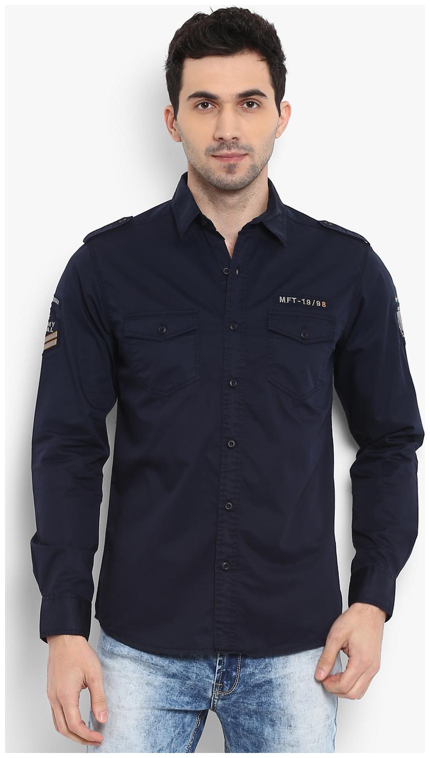

Mufti Men Blue Solid Slim Fit Casual Shirt