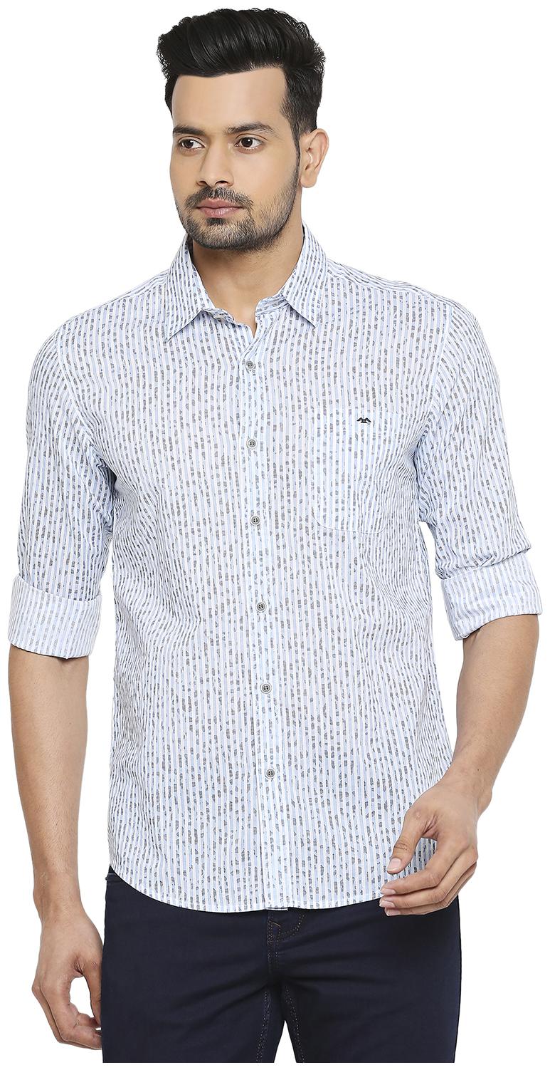 

Mufti Men Blue Vertical Stripes Slim Fit Casual Shirt