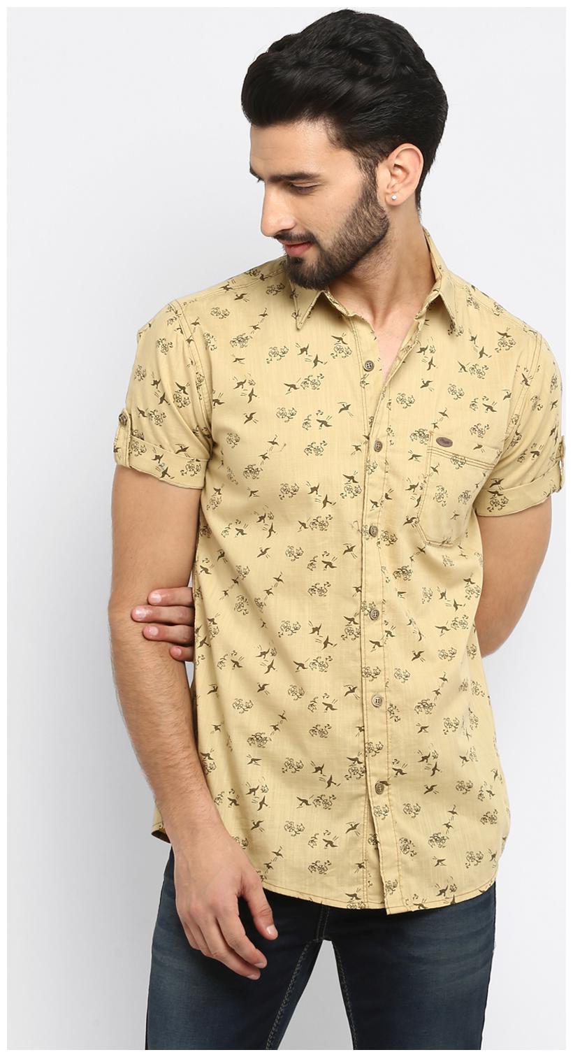 

Mufti Men Brown Printed Slim Fit Casual Shirt