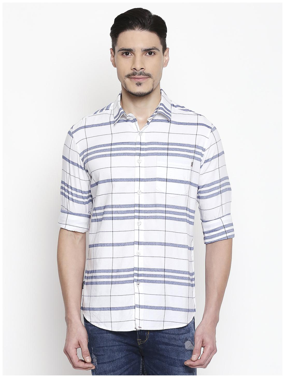 

Mufti Men White Checked Slim Fit Casual Shirt
