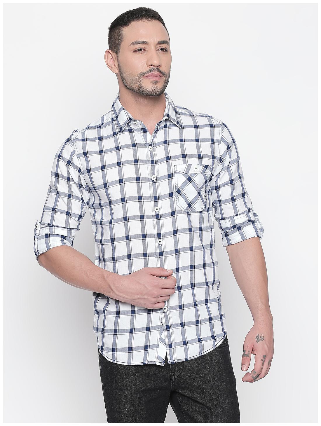 

Mufti Men White Checked Slim Fit Casual Shirt