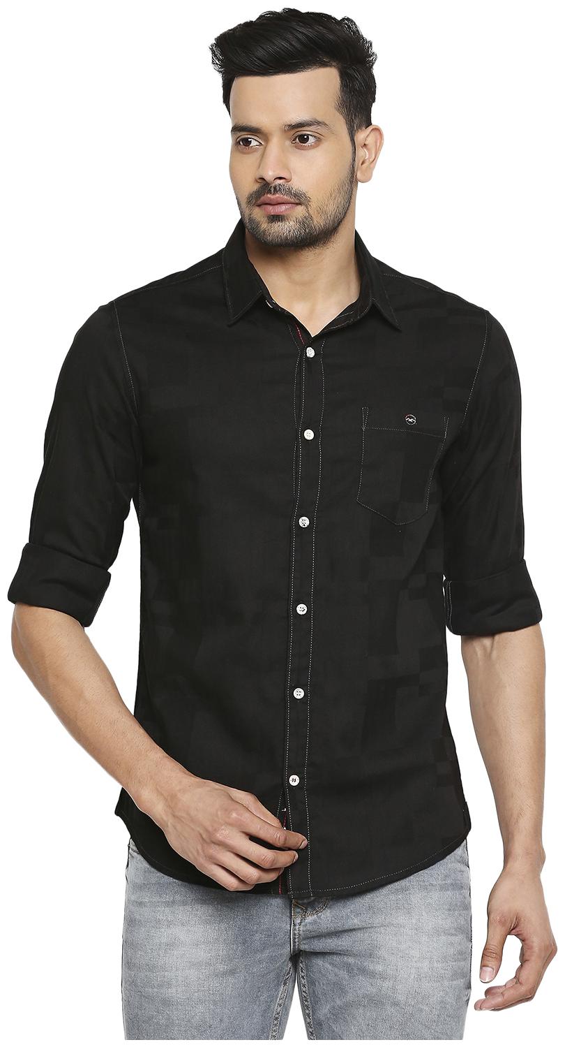 

Mufti Men Black Solid Slim Fit Casual Shirt