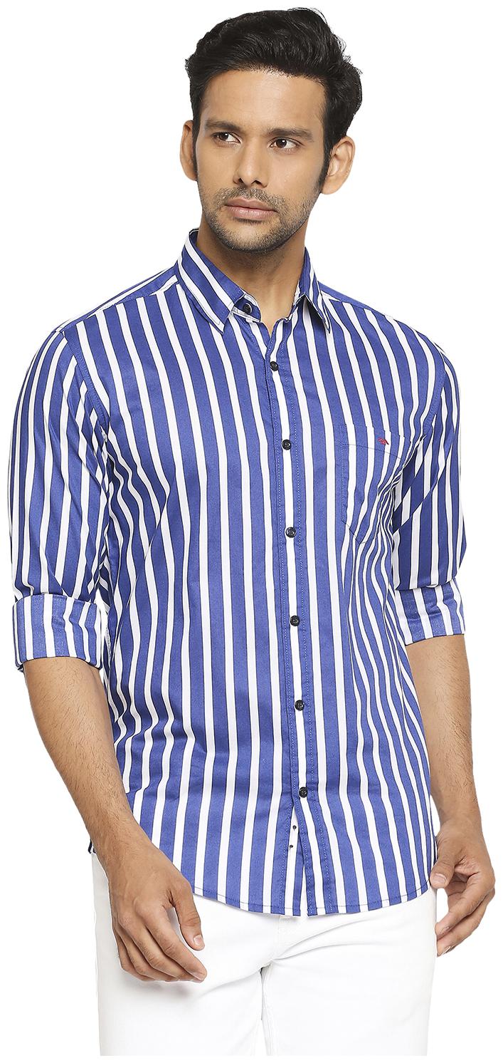 

Mufti Men Blue Vertical Stripes Slim Fit Casual Shirt