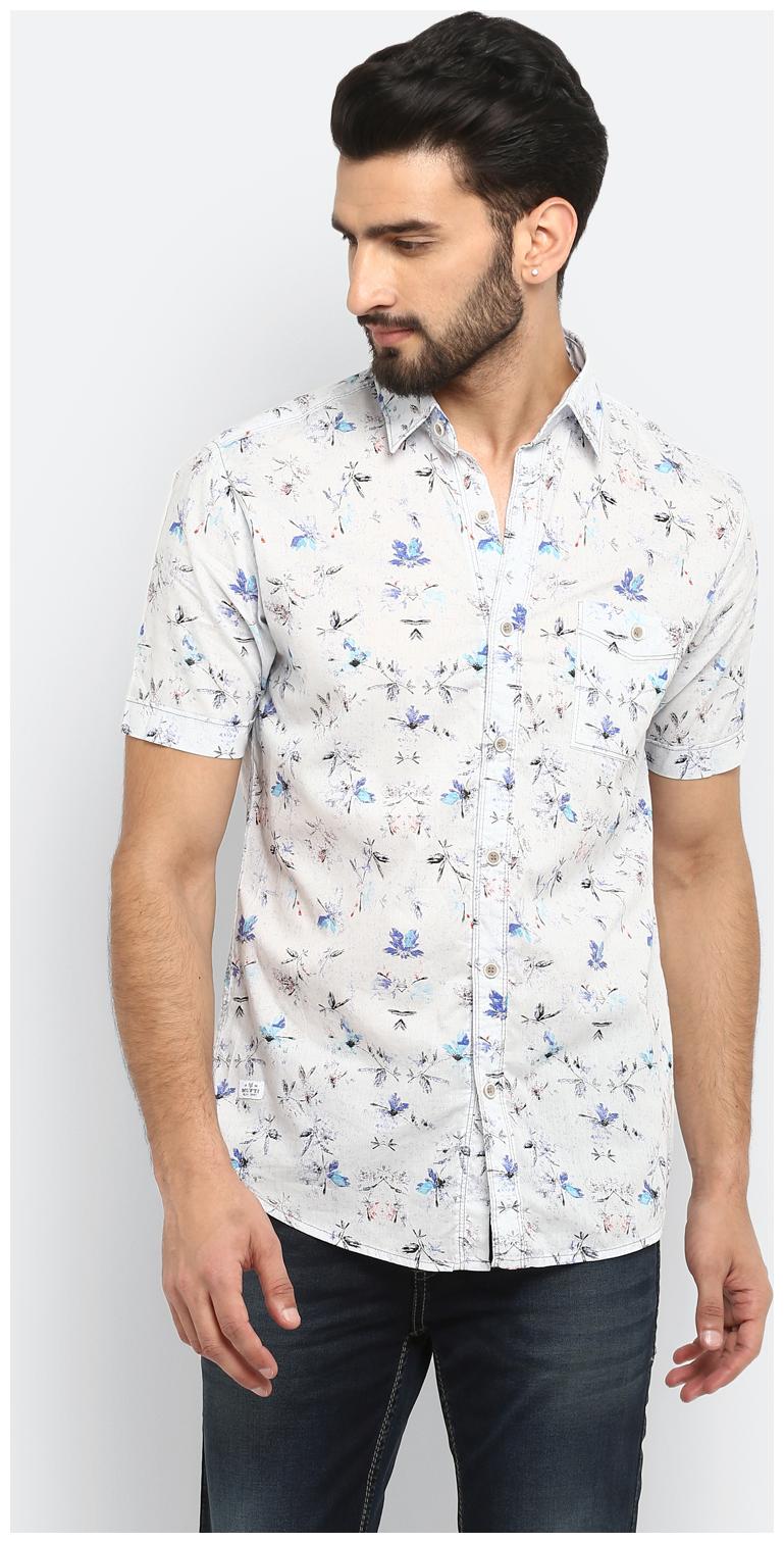 

Mufti Men Grey Floral Slim Fit Casual Shirt