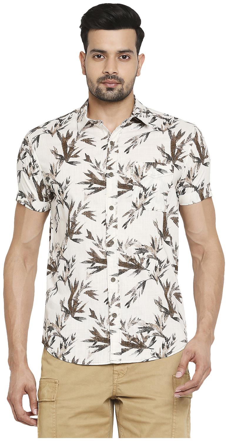 

Mufti Men Beige Floral Slim Fit Casual Shirt