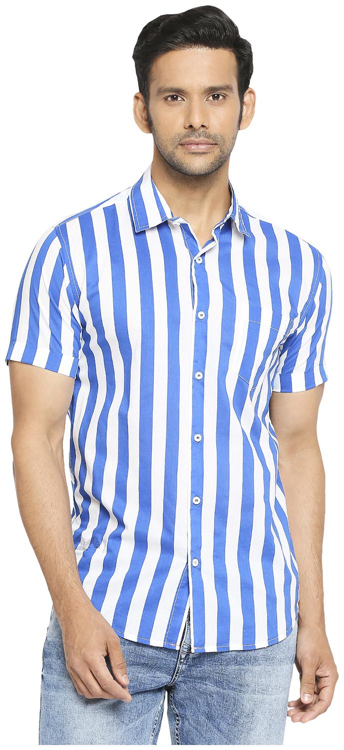 

Mufti Men Blue Vertical Stripes Slim Fit Casual Shirt