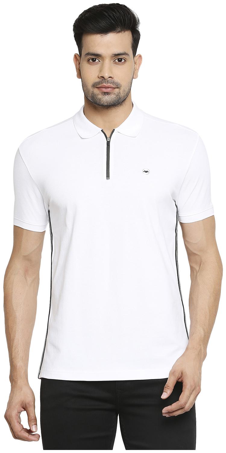 

Mufti Men White Slim fit Cotton Blend Polo collar T-Shirt - Pack Of 1