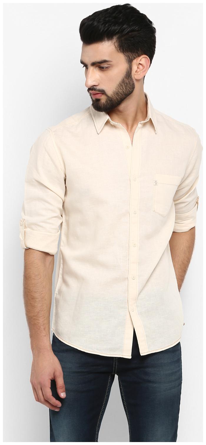 

Mufti Men Beige Solid Slim Fit Casual Shirt