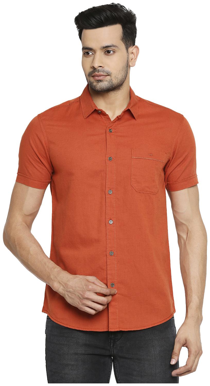

Mufti Men Red Solid Slim Fit Casual Shirt