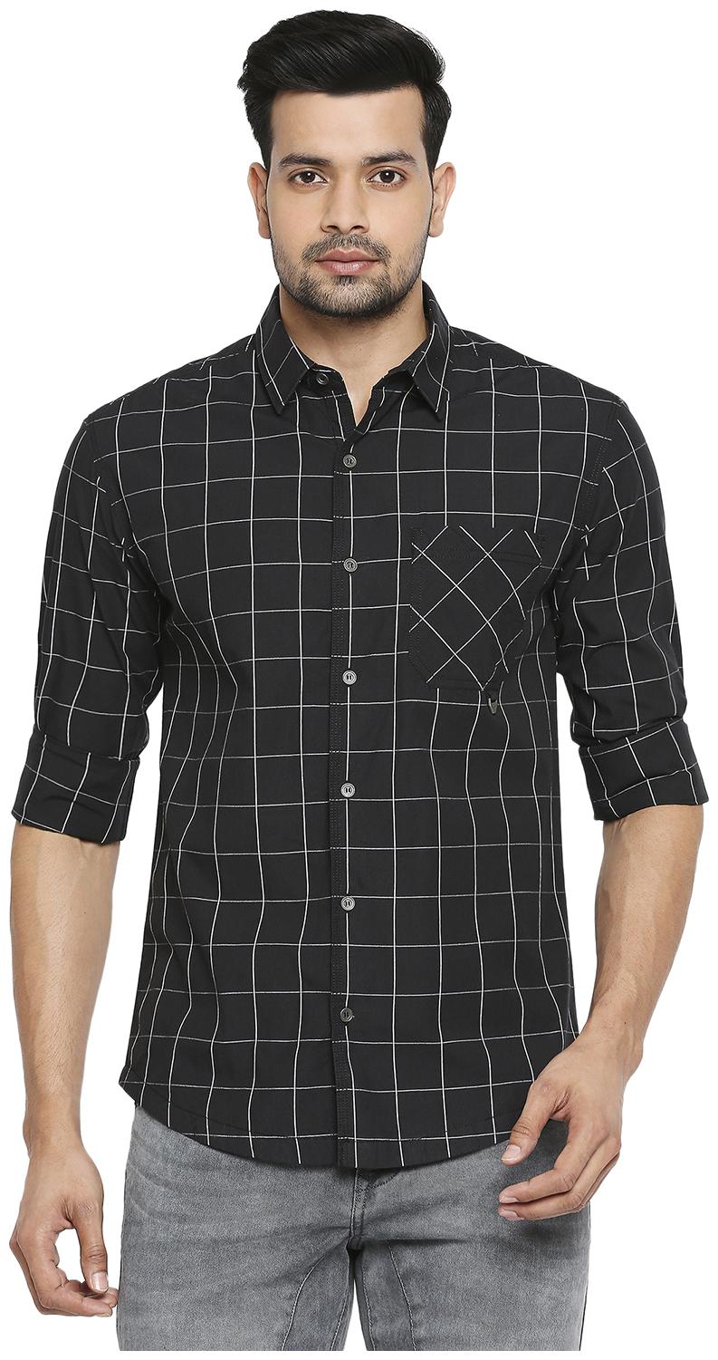 

Mufti Men Black Checked Slim Fit Casual Shirt