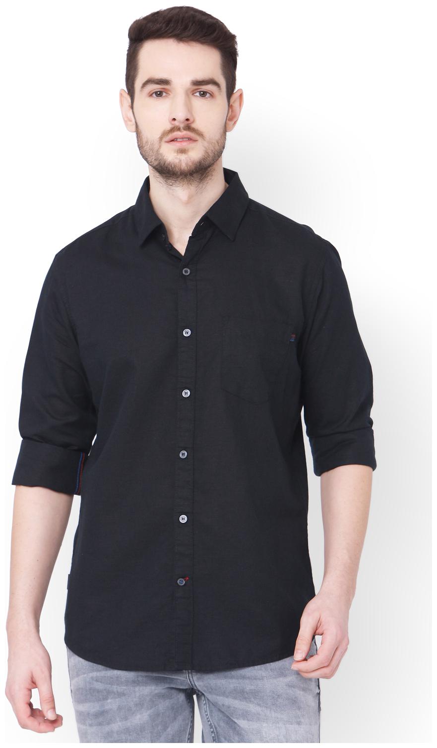 

Mufti Men Black Solid Slim Fit Casual Shirt
