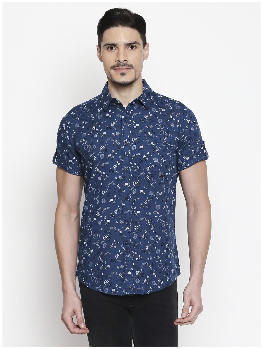 

Mufti Men Blue Floral Slim Fit Casual Shirt