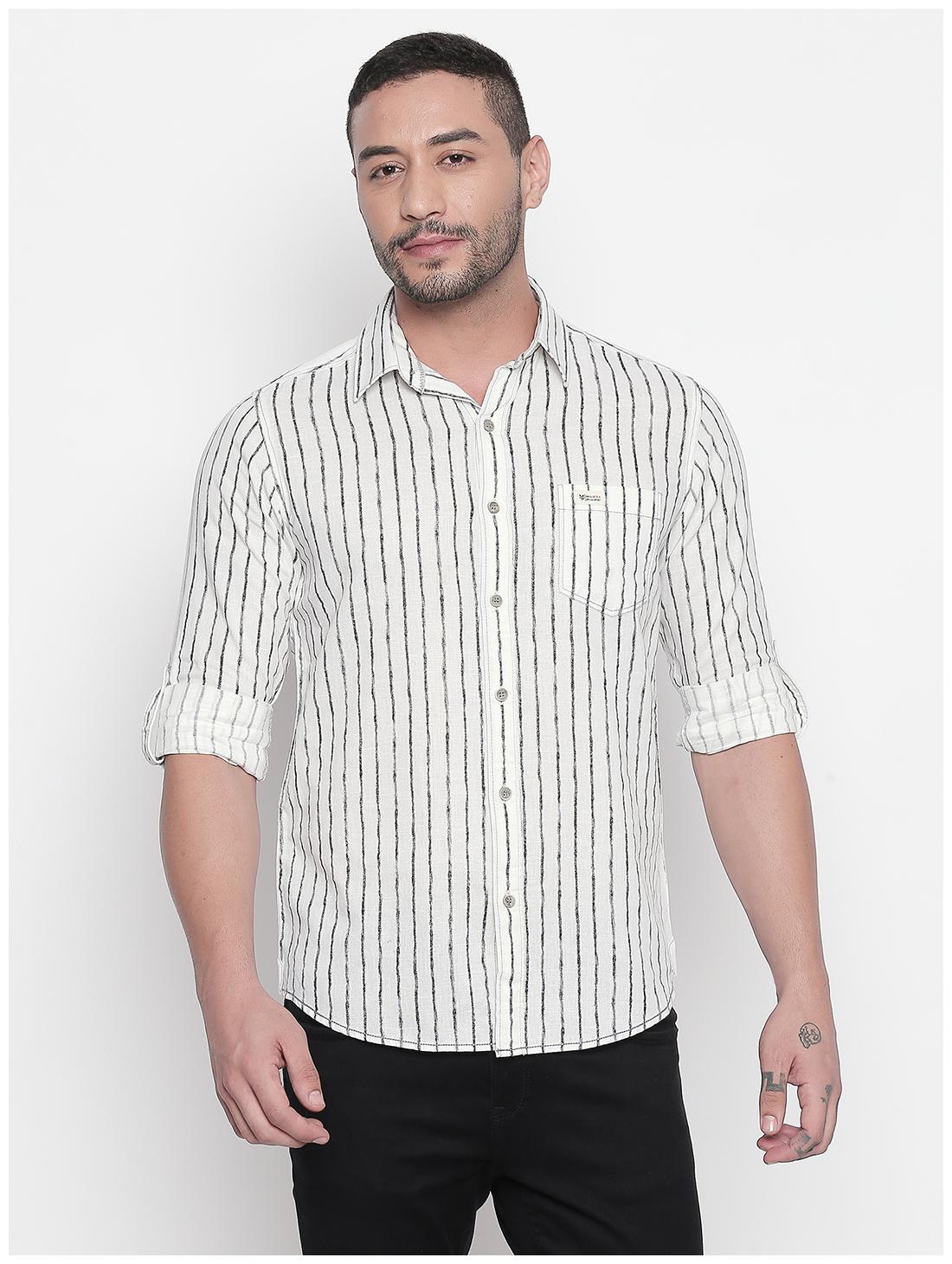

Mufti Cotton Striped White Color Casual Shirt For Men