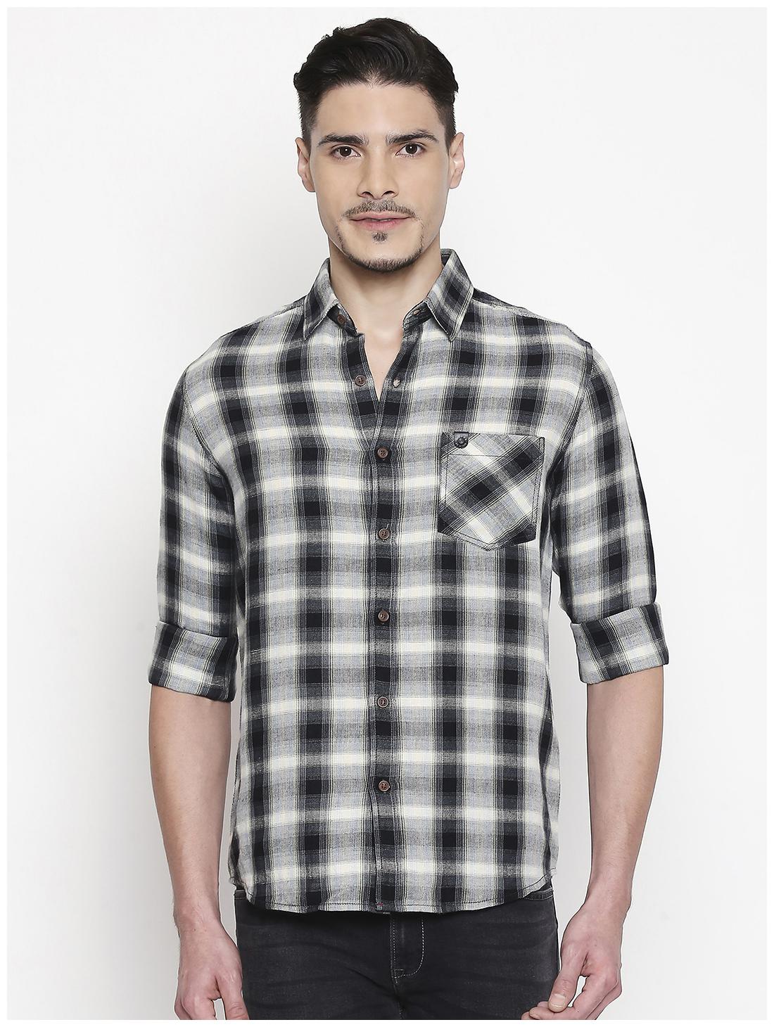 

Mufti Men Grey Checked Slim Fit Casual Shirt