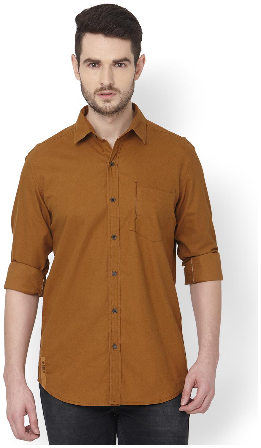 

Mufti Men Brown Solid Slim Fit Casual Shirt