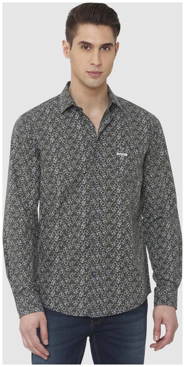 

Mufti Men Grey Printed Slim Fit Casual Shirt