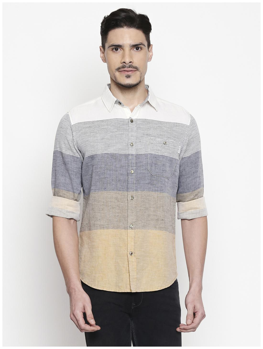 

Mufti Cotton Striped Multi Color Casual Shirt For Men