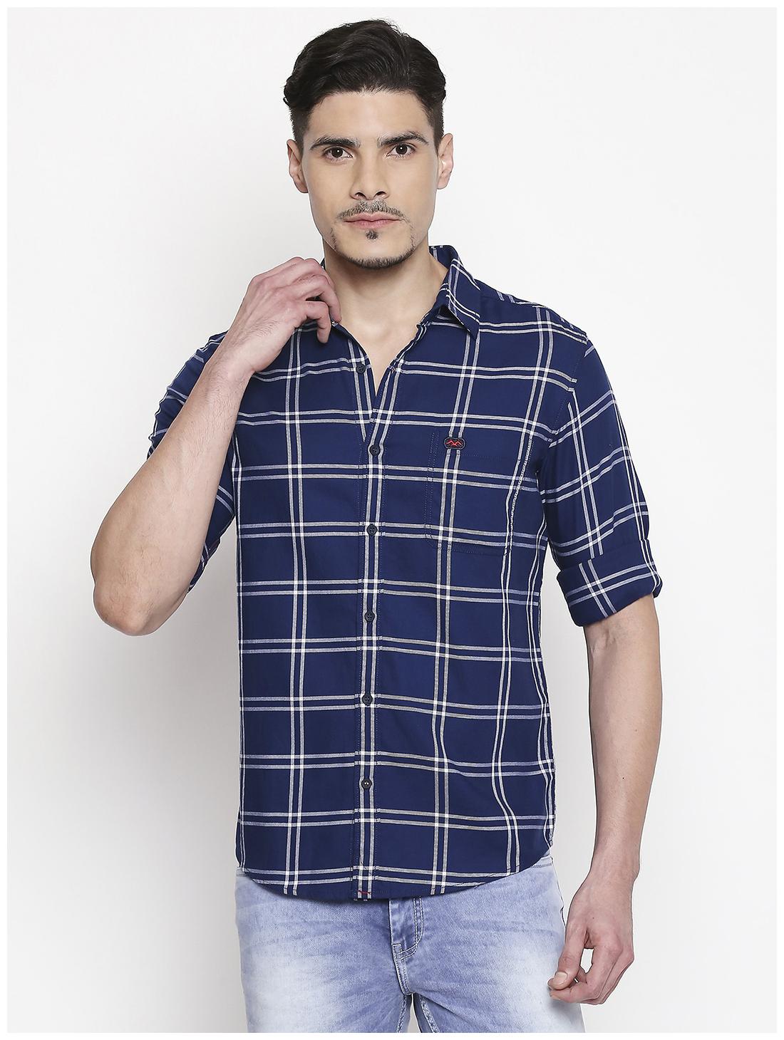 

Mufti Men Blue Checked Slim Fit Casual Shirt