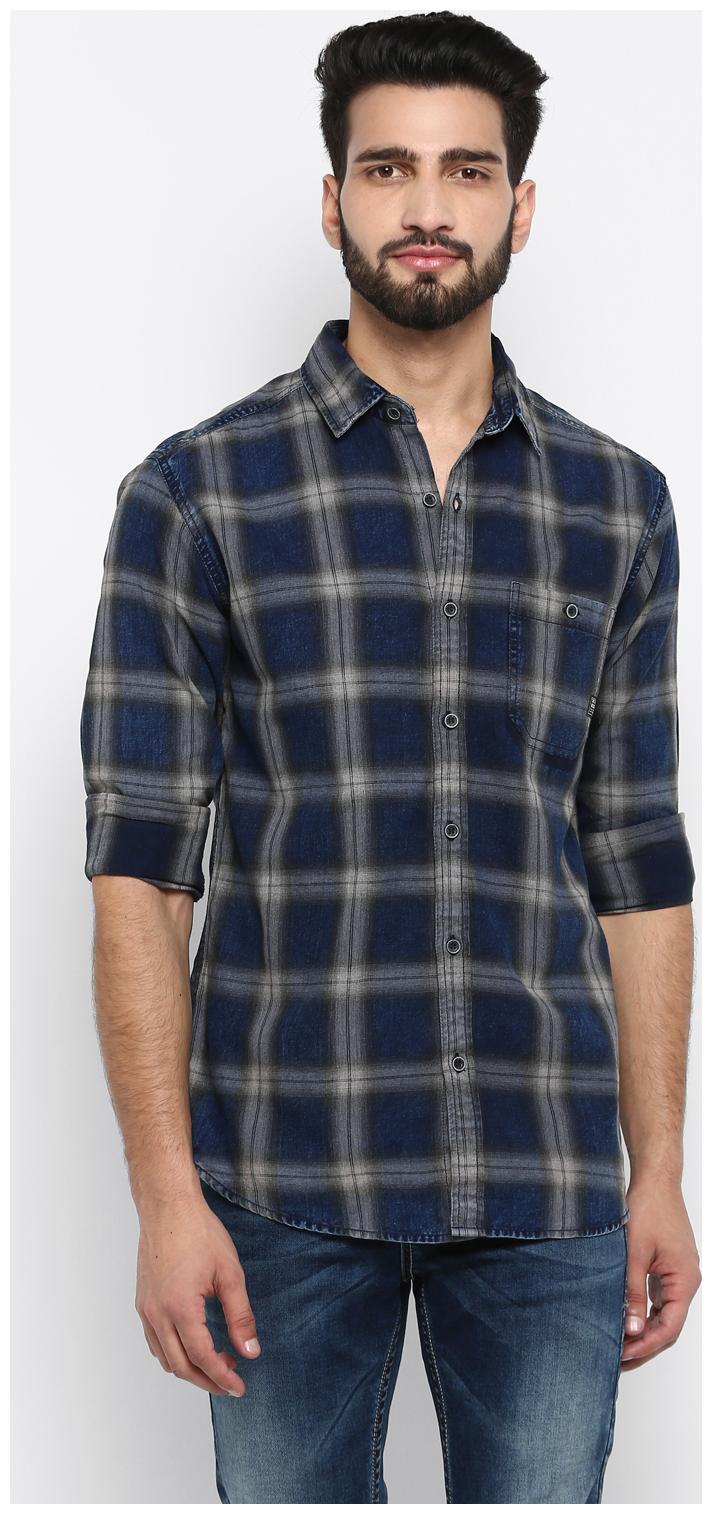 

Mufti Men Blue Plaid Slim Fit Casual Shirt
