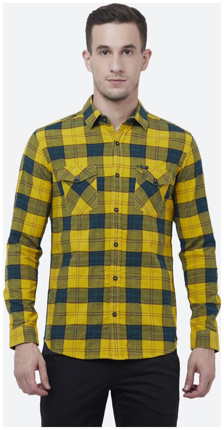 

Mufti Men Yellow Checked Slim Fit Casual Shirt