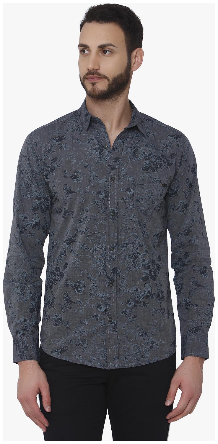 

Mufti Men Grey Floral Slim Fit Casual Shirt