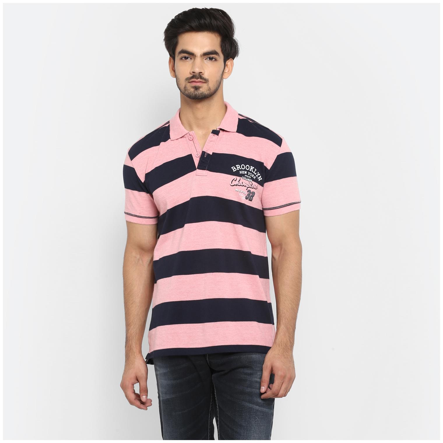 

Mufti Men Pink Blue Slim fit Cotton Polo collar T-Shirt - Pack Of 1