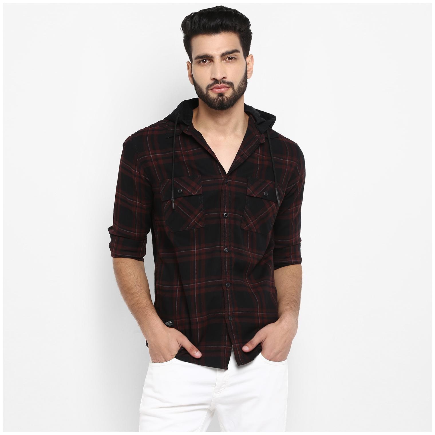 

Mufti Men Black Checked Slim Fit Casual Shirt