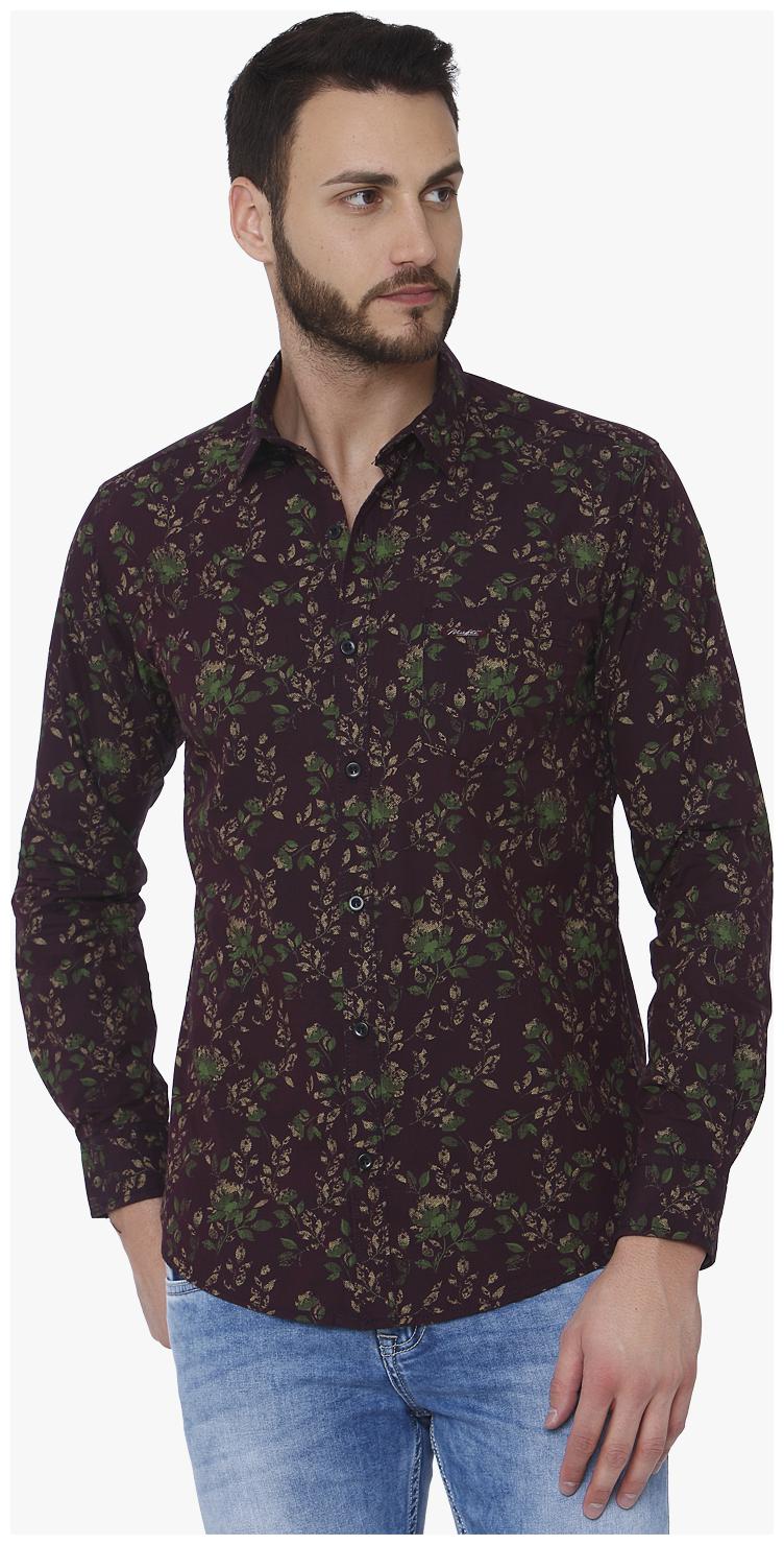 

Mufti Men Brown Floral Slim Fit Casual Shirt