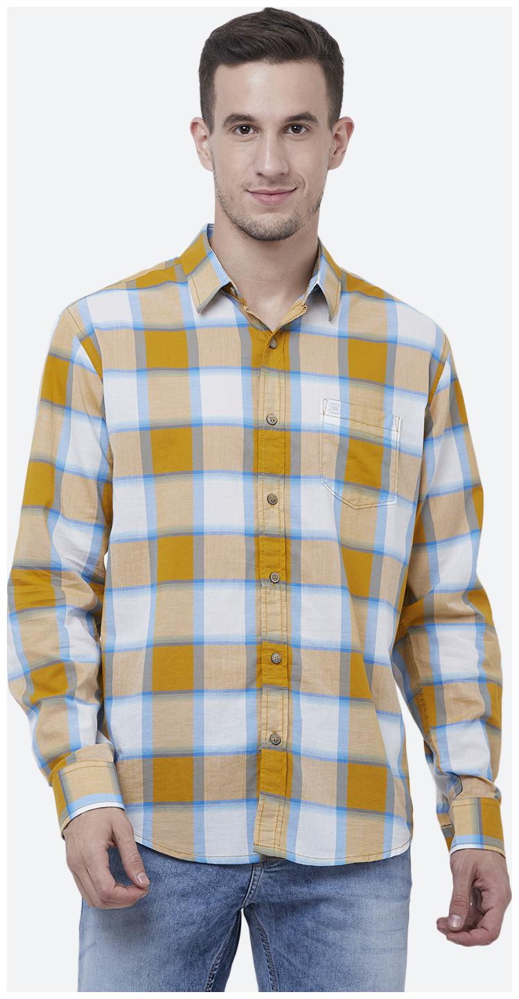 

Mufti Men Orange White Checked Slim Fit Casual Shirt
