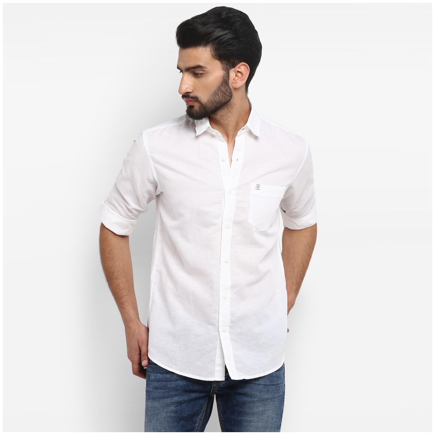 

Mufti Men White Solid Slim Fit Casual Shirt