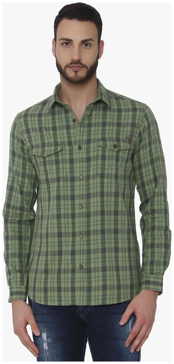 

Mufti Men Green Checked Slim Fit Casual Shirt
