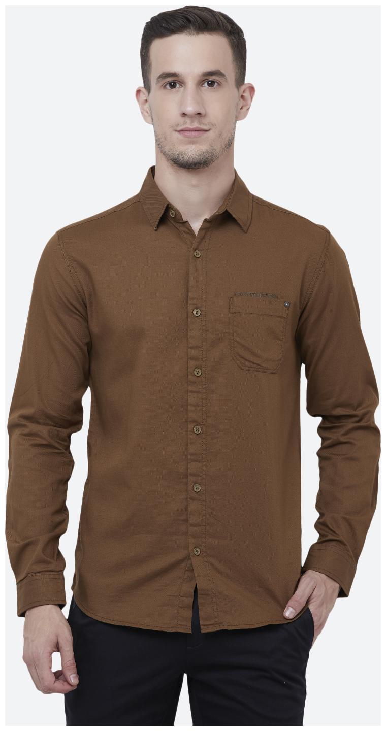 

Mufti Men Brown Solid Slim Fit Casual Shirt