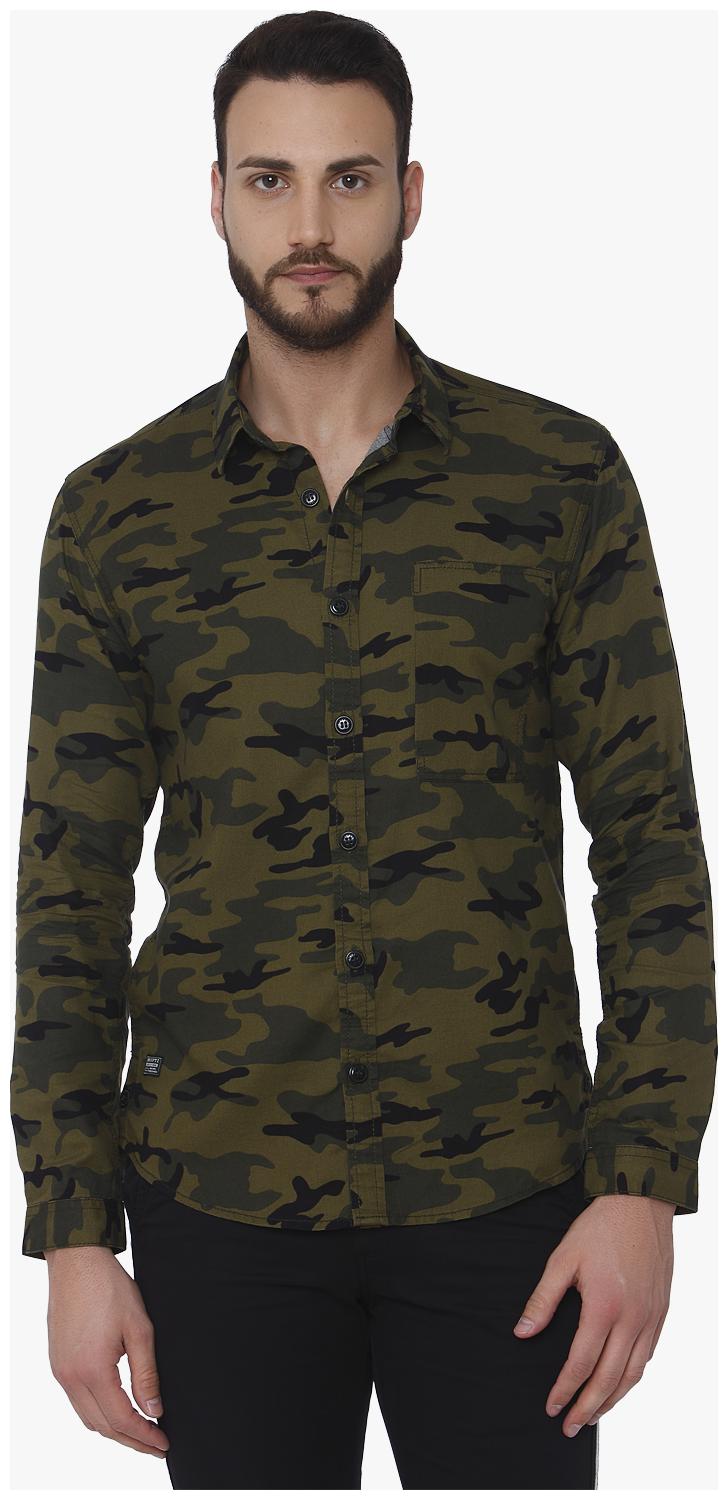 

Mufti Men Green Camouflage Slim Fit Casual Shirt