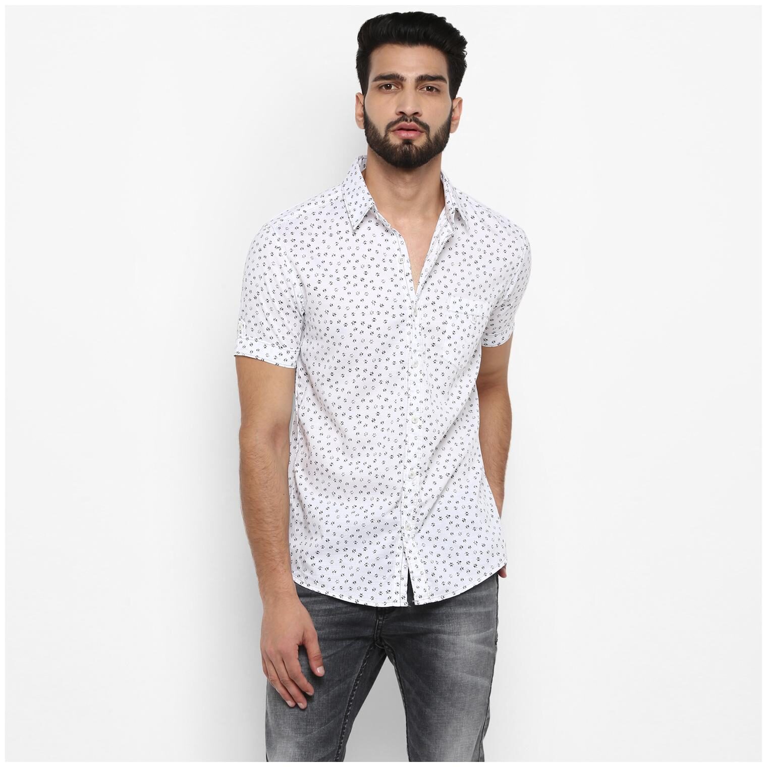 

Mufti Men White Floral Regular Fit Casual Shirt