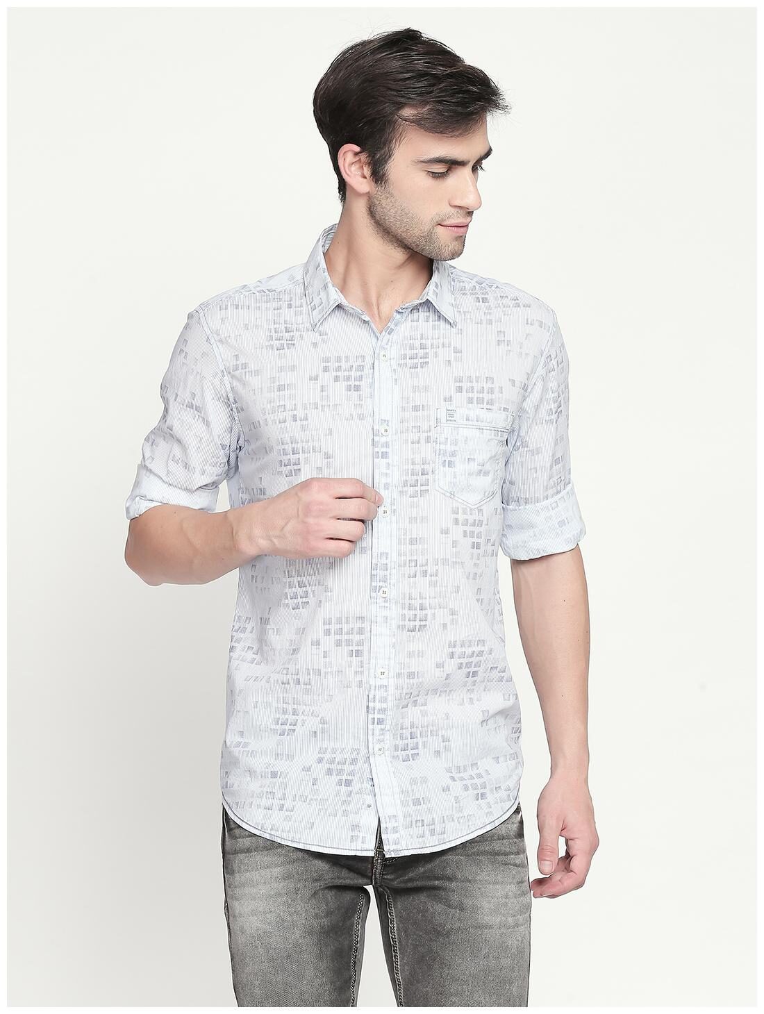 

Mufti Men Blue Printed Slim Fit Casual Shirt